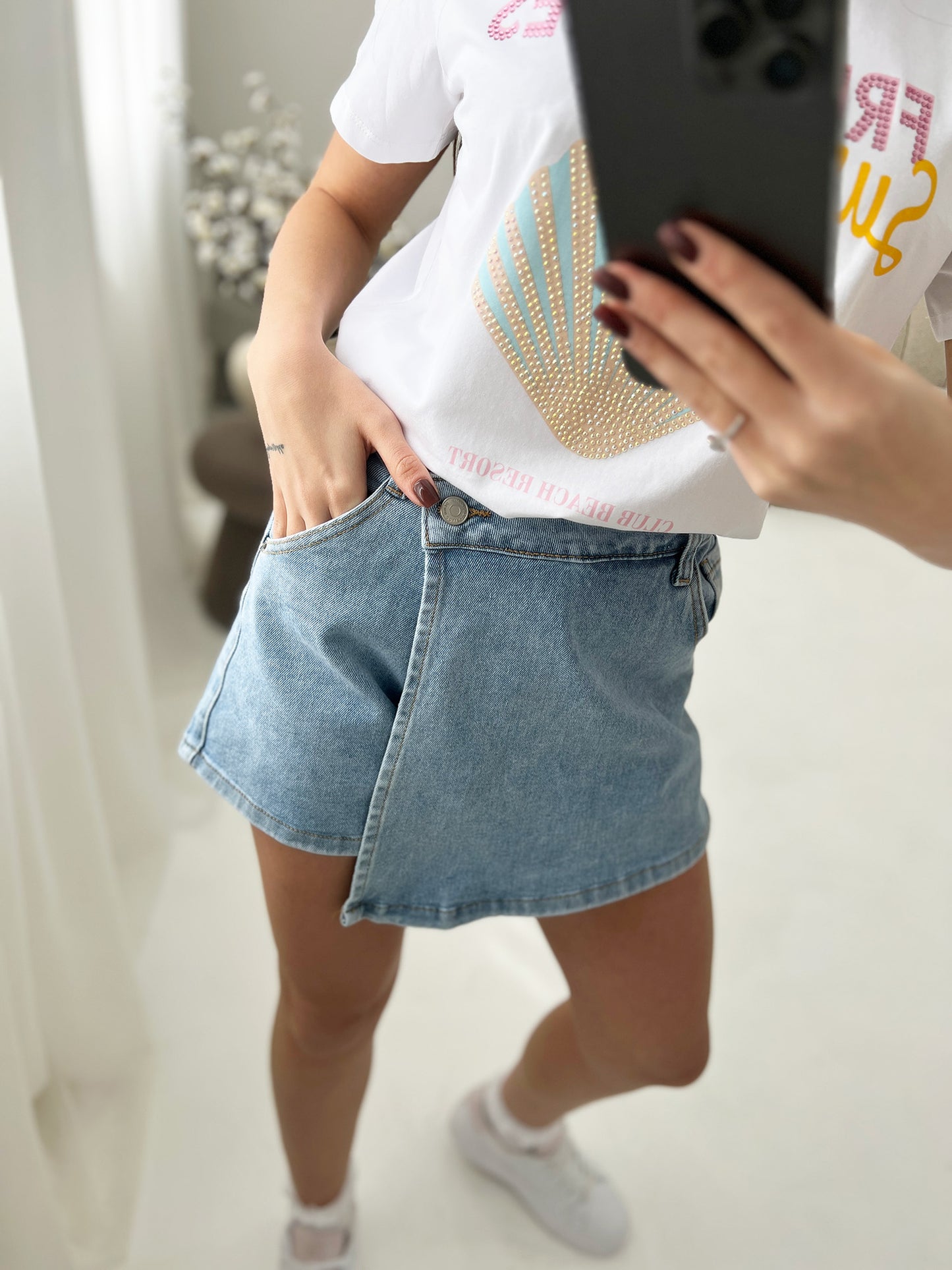 WRAP DENIM SKORT - Angeleene