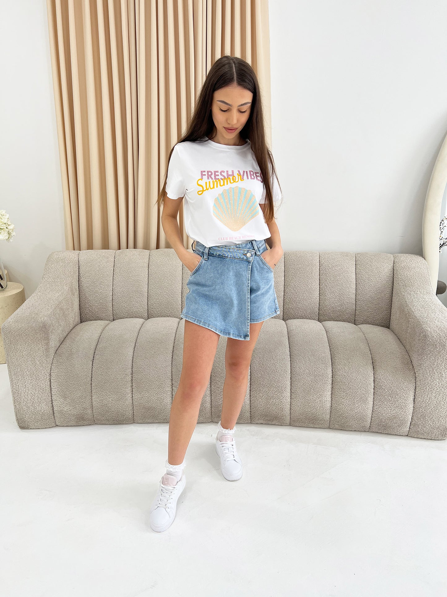 WRAP DENIM SKORT - Angeleene