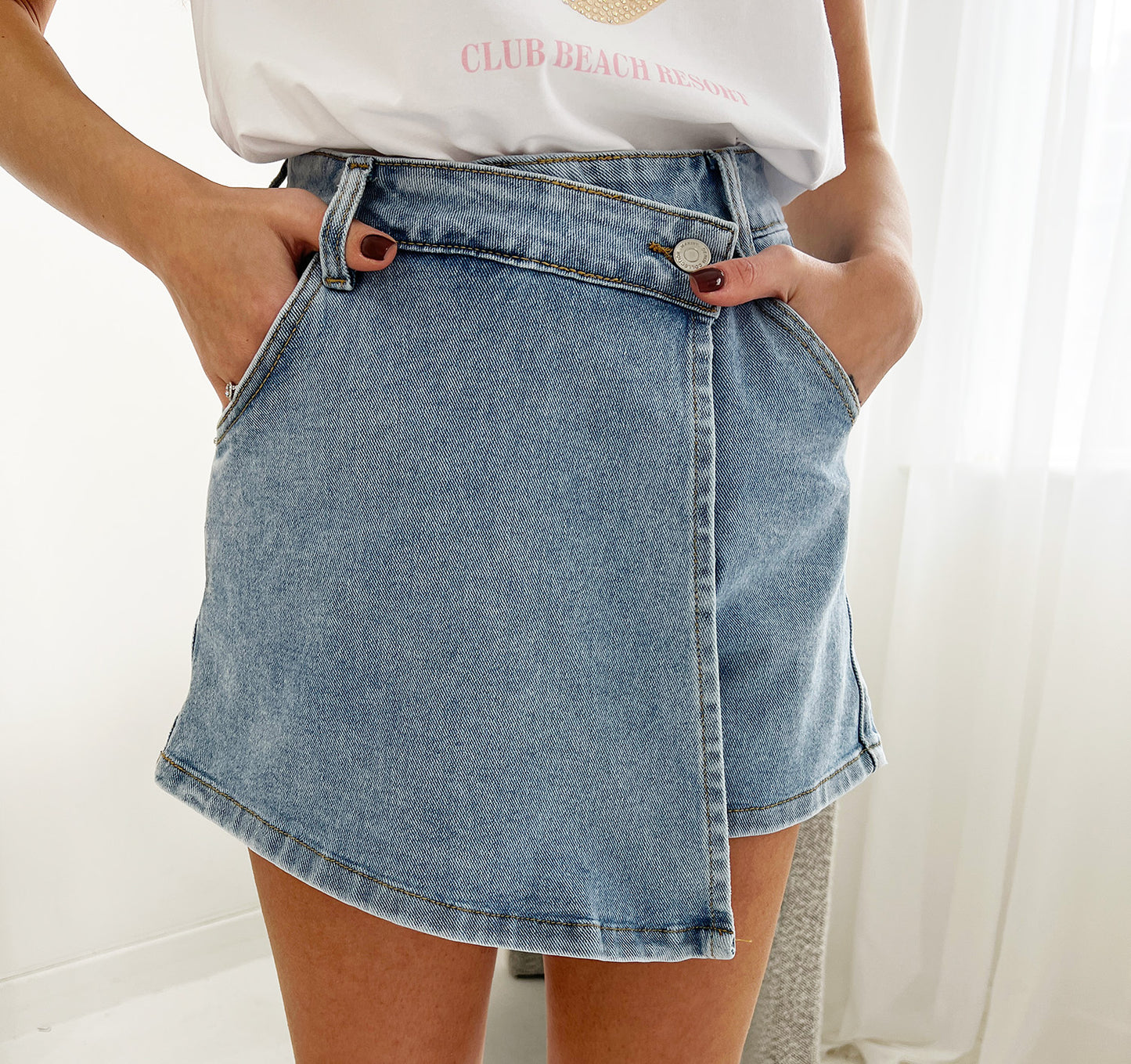 WRAP DENIM SKORT - Angeleene
