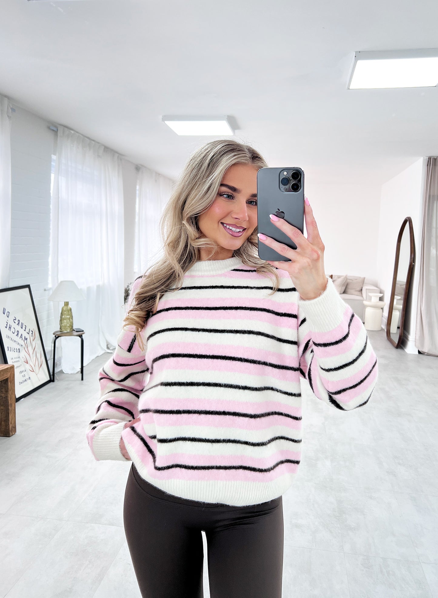 PINK STRIPED KNITTED JUMPER - Angeleene