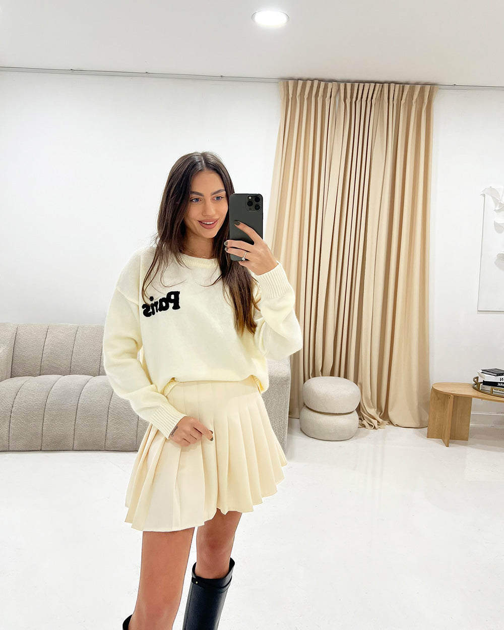 EMBROIDERED PARIS SLOGAN KNIT JUMPER - Angeleene
