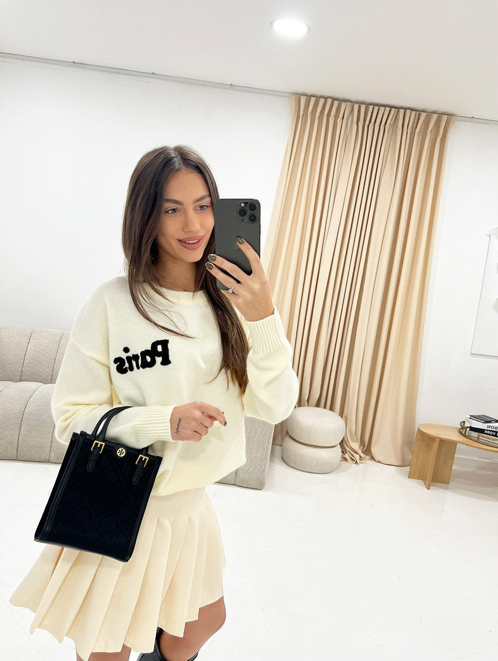 EMBROIDERED PARIS SLOGAN KNIT JUMPER - Angeleene