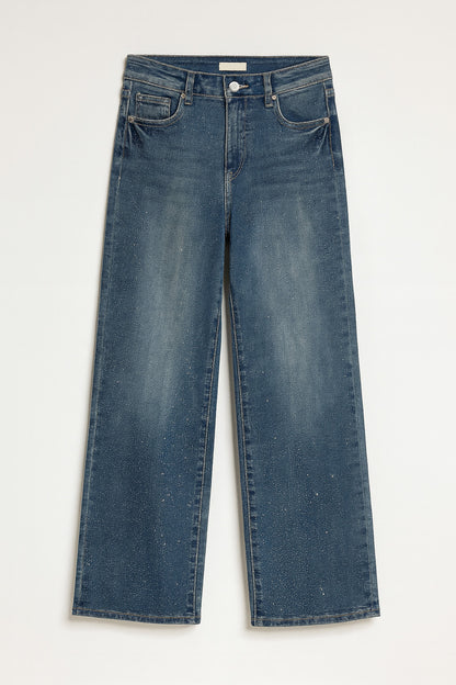 BLUE VINTAGE WASHED DIAMANTE RHINESTONE JEANS