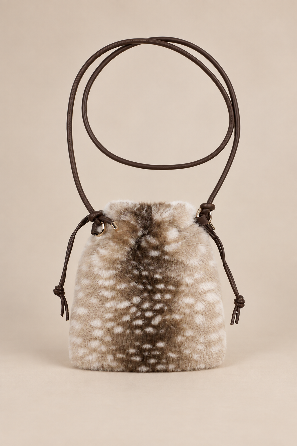 DEER PATTERN FAUX FUR CROSS BODY POUCH