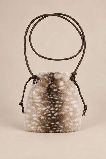 DEER PATTERN FAUX FUR CROSS BODY POUCH