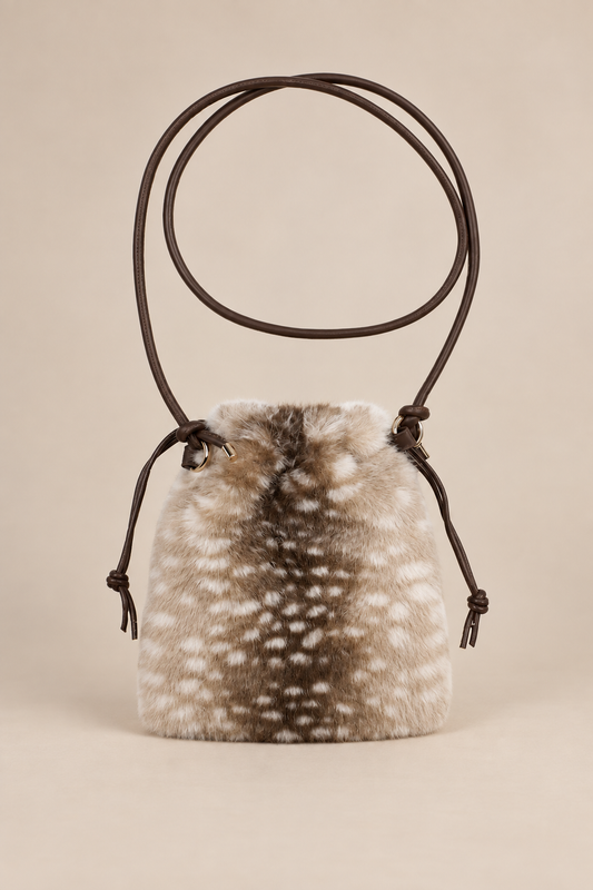 DEER PATTERN FAUX FUR CROSS BODY POUCH - Angeleene