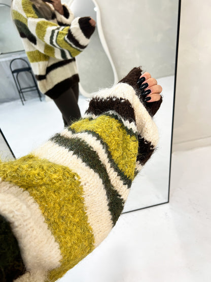 GREEN BALLOON SLEEVE KNITTED JUMPER
