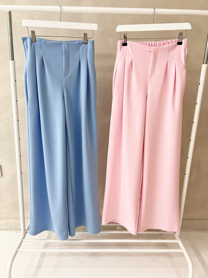 HIGH WAISTED WIDE LEG TROUSERS IN PINK - Angeleene