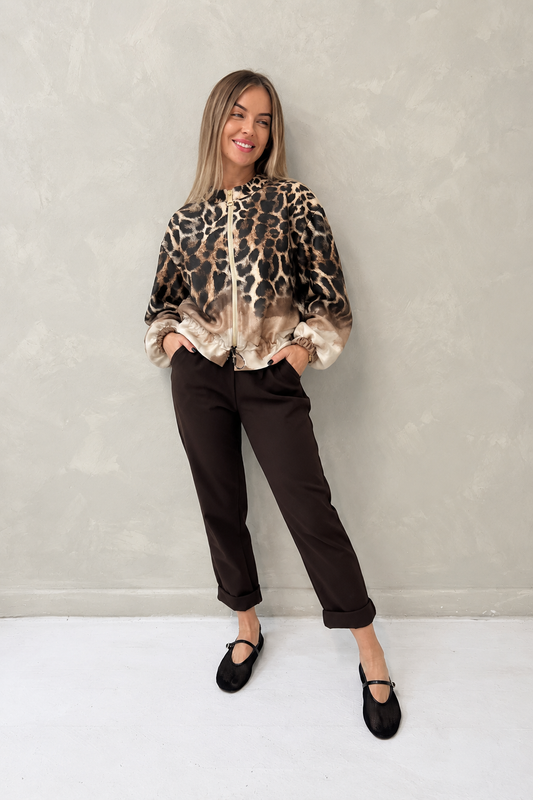 LEOPARD SUEDETTE BOMBER JACKET - Angeleene