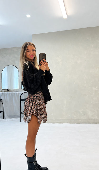 HERITAGE CHECK PRINT SHIRRED MINI SKIRT