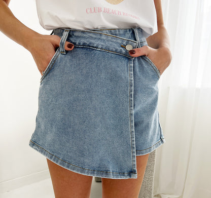 WRAP DENIM SKORT - Angeleene