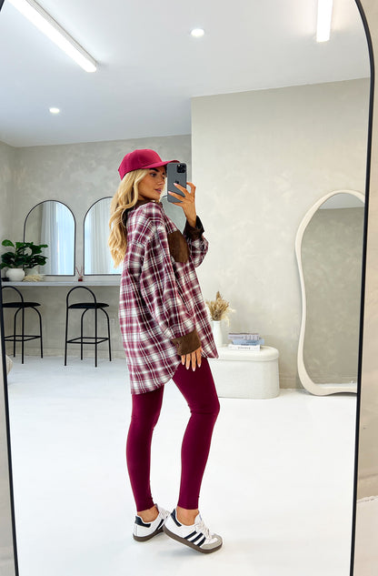 CHECKED SHIRT WITH SOFT FAUX SUEDE DETAILS - Angeleene