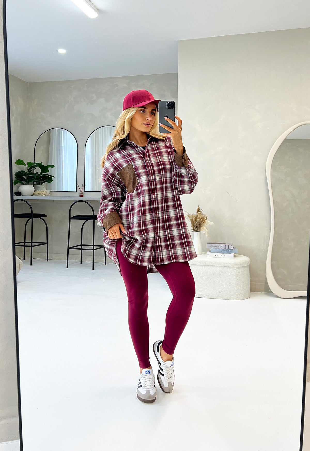CHECKED SHIRT WITH SOFT FAUX SUEDE DETAILS - Angeleene