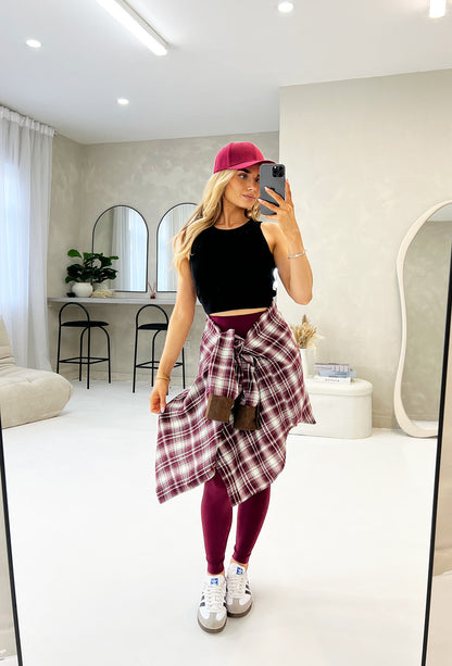 CHECKED SHIRT WITH SOFT FAUX SUEDE DETAILS - Angeleene