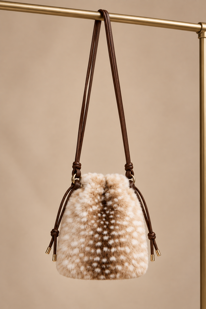 DEER PATTERN FAUX FUR CROSS BODY POUCH