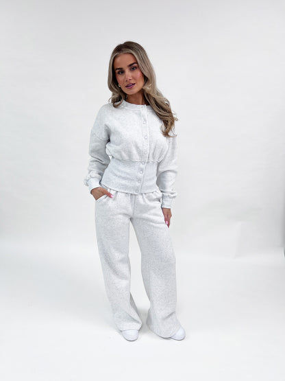 CINCHED BUTTON UP TOP AND JOGGER TRACKSUIT IN GREY MARL - Angeleene