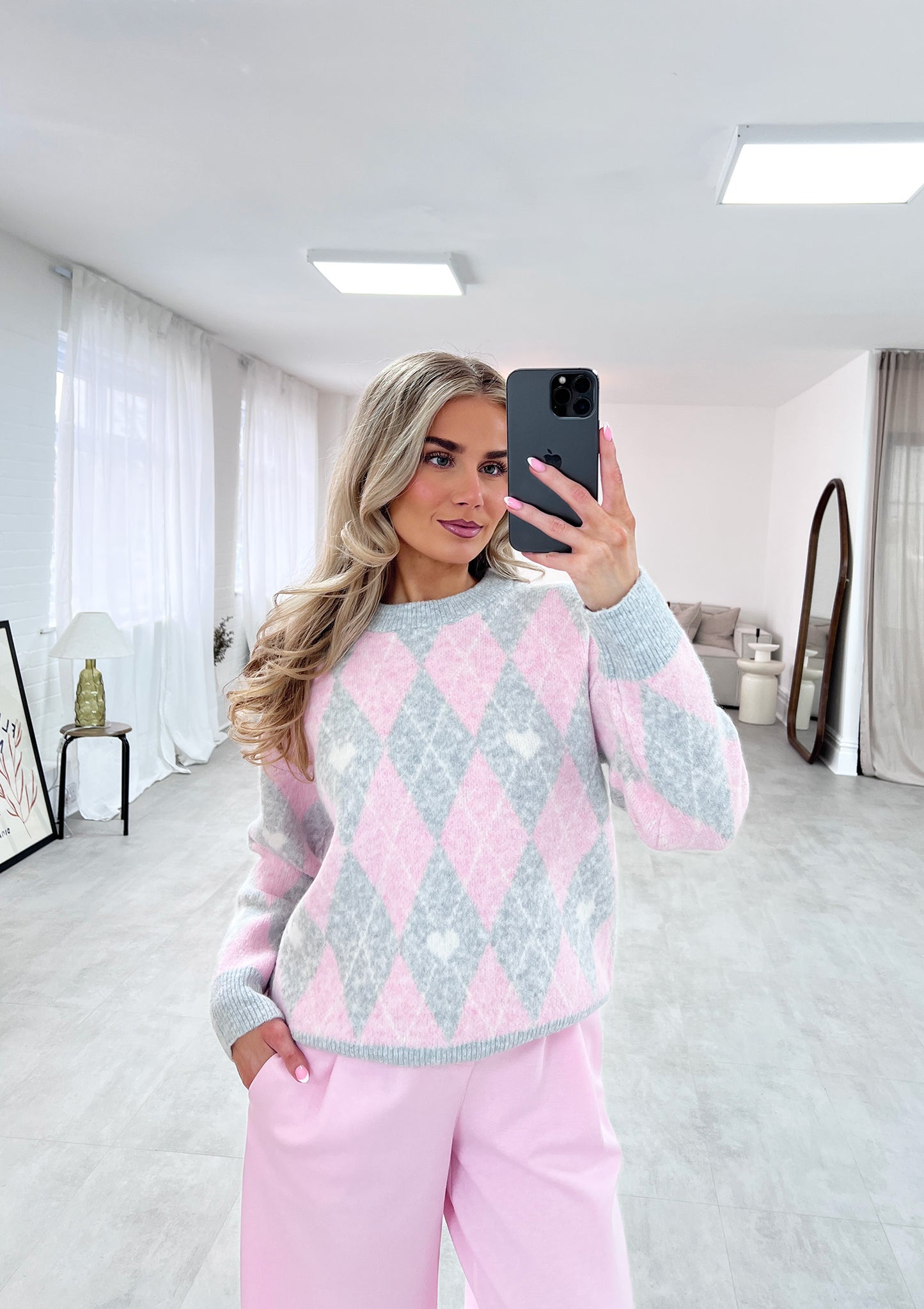 ARGYLE SOFT KNITTED JUMPER - Angeleene