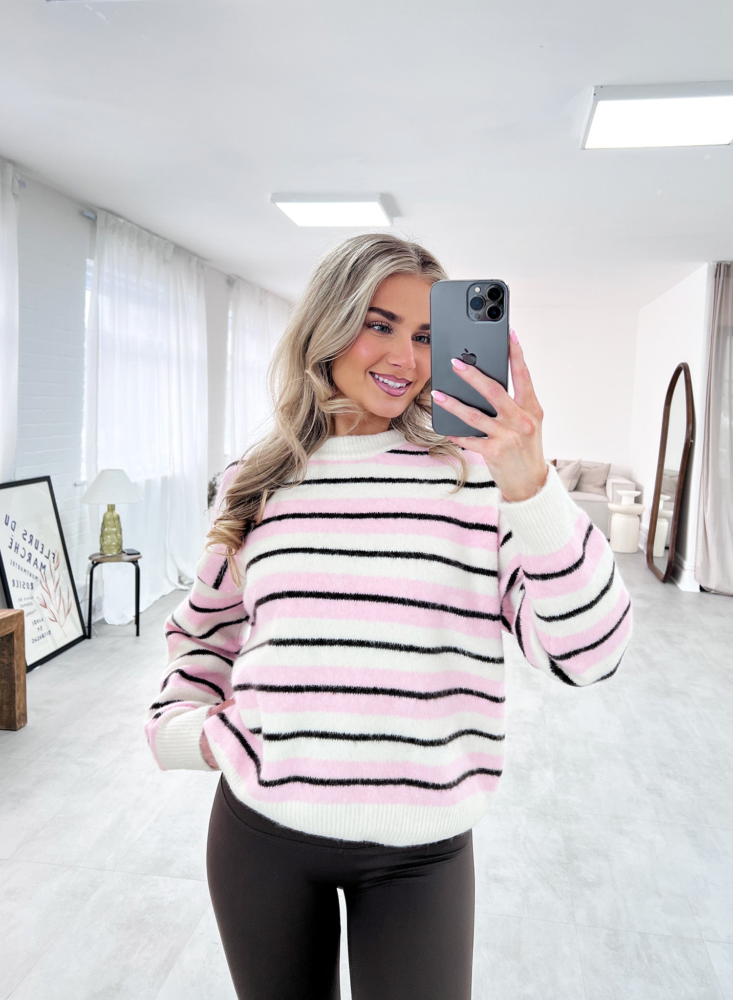 PINK STRIPED KNITTED JUMPER - Angeleene