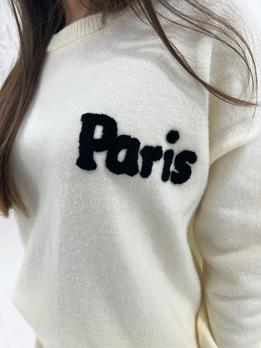EMBROIDERED PARIS SLOGAN KNIT JUMPER - Angeleene