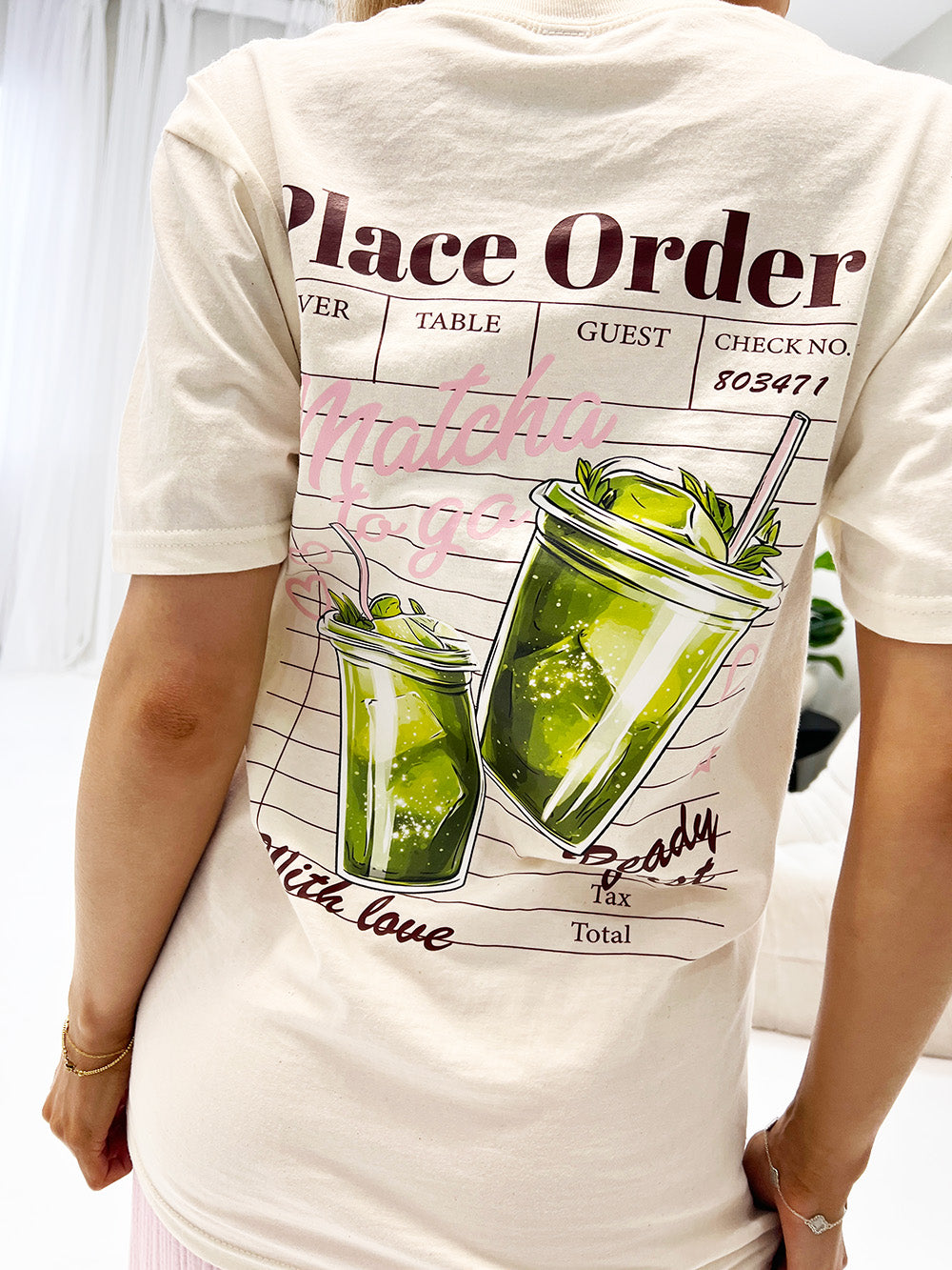 MATCHA TO GO PRINTED T-SHIRT IN CREAM